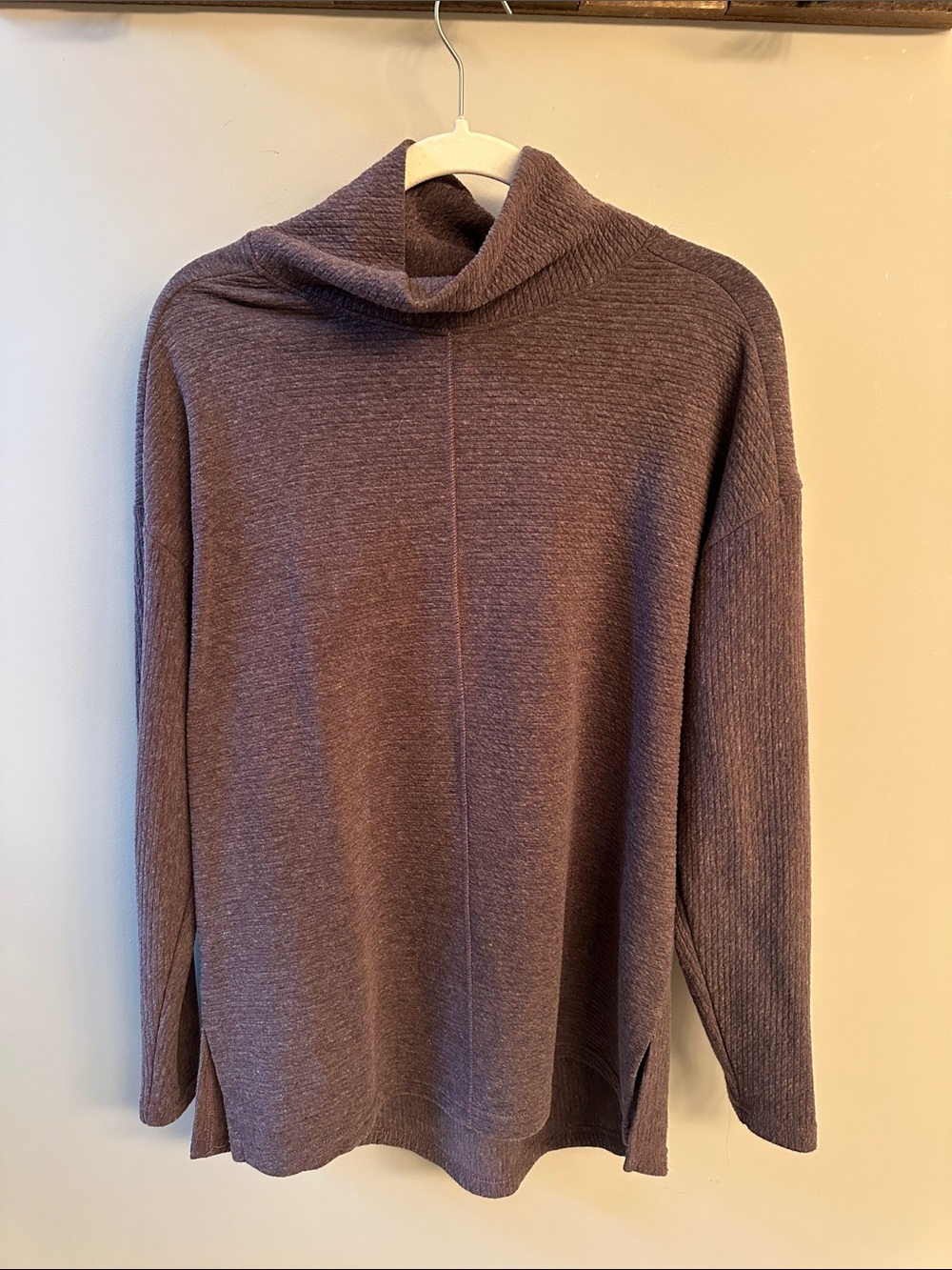 RBX HUDSON PURPLE TEXTURED COWL NECK TUNIC SWEATSHIRT